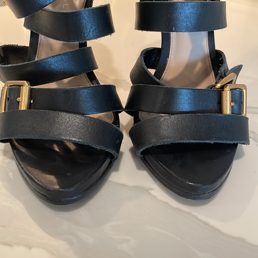 KURT GEIGER CARVELA BLACK STRAPPED HIGH HEELS SIZE 7 (37 EU) - Picture 7 of 13